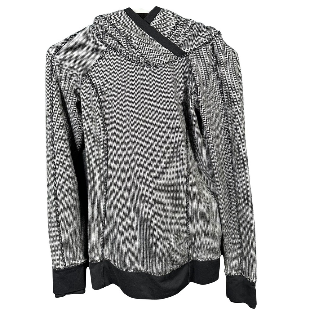 Lululemon Herringbone Think Fast Hoodie Full Zip Black White Women's‎ Size 4